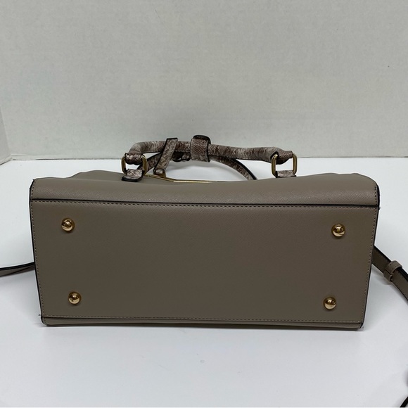 Dune London Purse Bag Satchel w/2Handles Beige w/Gold Accents Detachable Strap - Picture 12 of 16